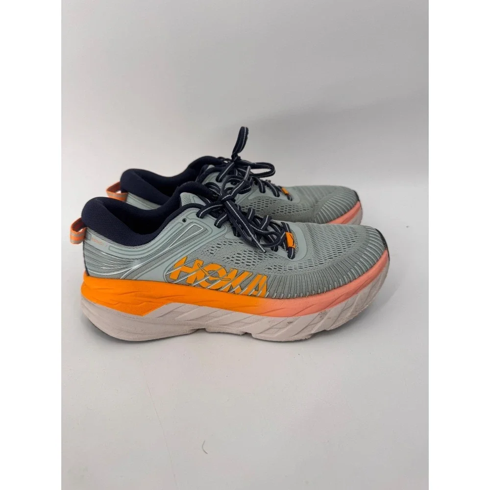 Hoka One One Bondi 7 Running Shoes Women 7 Blue Orange Max Cushion Road Runner